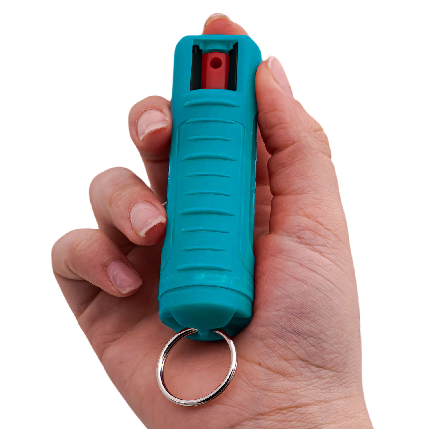 Half Ounce Clamshell Pepper Spray with Clip and Keychain Teal